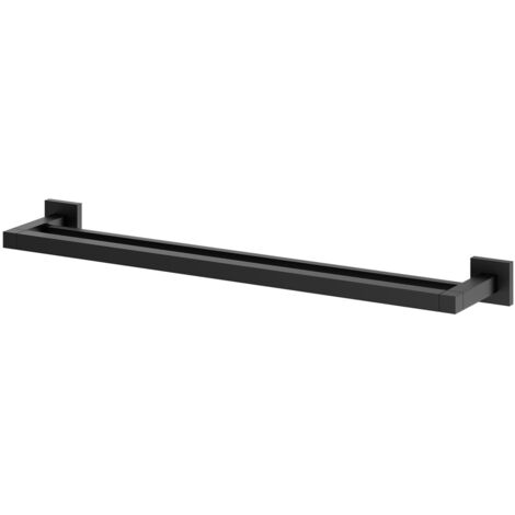 Colore Vector Matt Black 600mm Wall Mounted Double Towel Rail