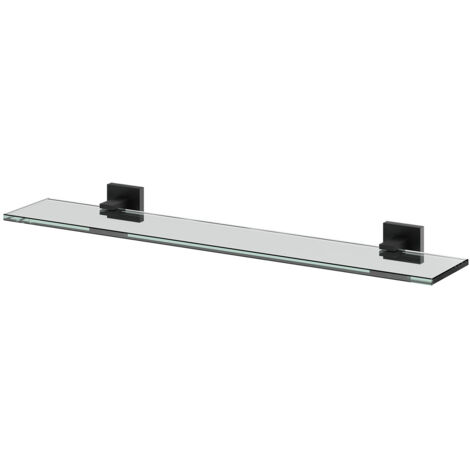 Colore Vector Matt Black and Glass 600mm Wall Mounted Vanity Shelf
