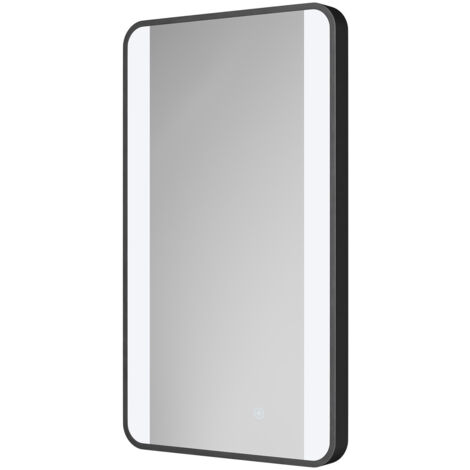 Colore Wade Matt Black 400mm x 700mm Illuminated Dimmable LED Mirror with Demister and Touch Sensor