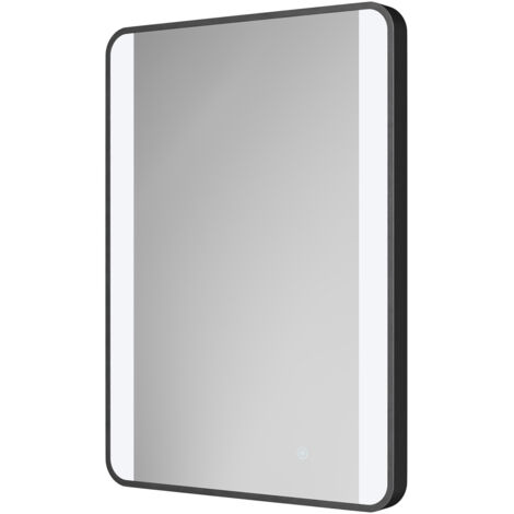 Colore Wade Matt Black 500mm x 700mm Illuminated Dimmable LED Mirror with Demister and Touch Sensor