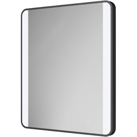Colore Wade Matt Black 600mm x 800mm Illuminated Dimmable LED Mirror with Demister and Touch Sensor