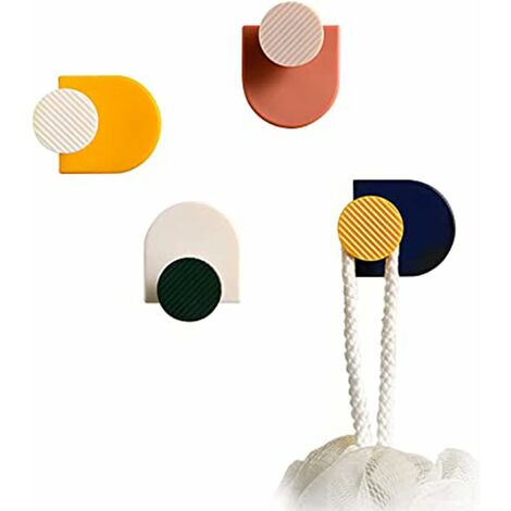 Colorés Auto-Adhésifs Crochets Adhésifs Colorés Lourd Devoir Serviette Crochets Plastique Crochet Auto adhésif pour crochets muraux autocollants vestiaire salle bain cuisine maison 4 pièces