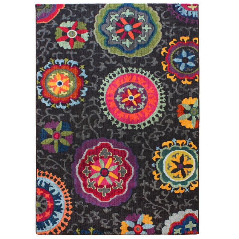 Asiatic - Colores modern rugs Col 02 200cm x 300cm - Black and Multicoloured and Pink