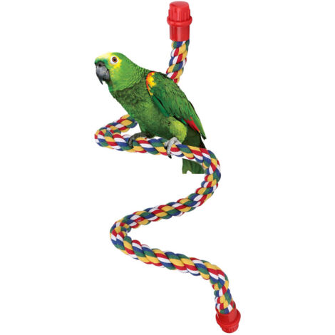 Colorful Hanging Cotton Rope Bird Toy with Perch - Chewing, Climbing and Beak Grinding Activity for Parrots