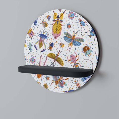 COLORFUL INSECTS Rundes Regal Schwarz