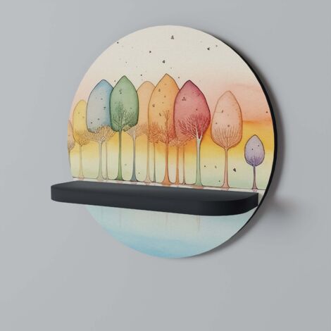 COLORFUL OASIS Rundes Regal Schwarz