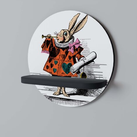 COLORFUL WHITE RABBIT Rundes Regal Schwarz