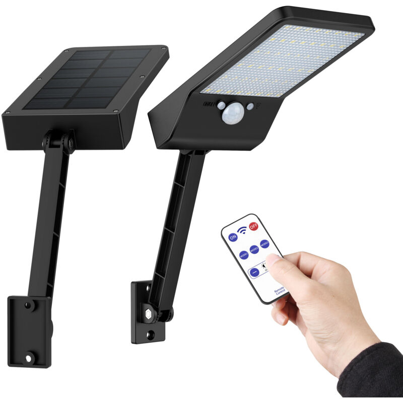 2PACK Lampione stradale solare, sensore di movimento di sicurezza in lamiera impermeabile Luce solare 48LED per recinzione del giardino del patio