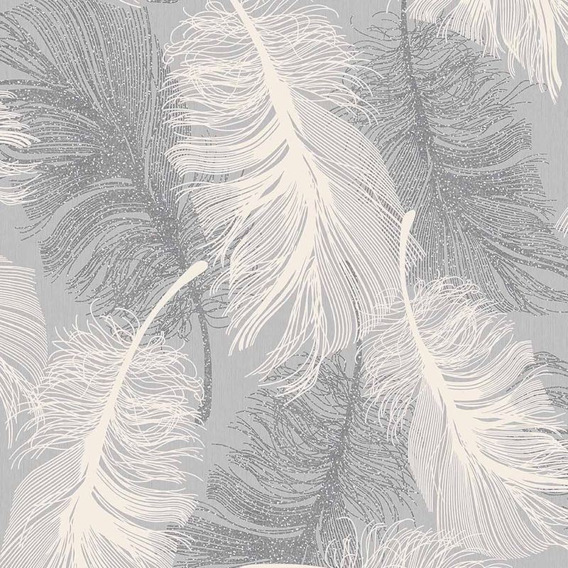 Cwv Wallcoverings - Feather Wallpaper Glitter Effect Textured Dappled Grey White Silver Luxury