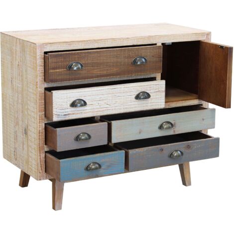 COLORWOOD - cassettiera sei cassetti in legno colorato da 90 cm