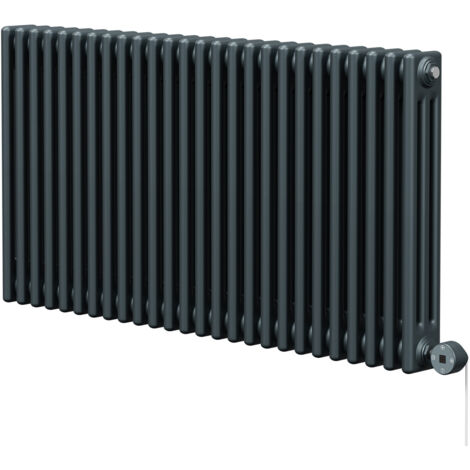 Colosseum Anthracite 600mm x 1177mm Horizontal Digital Thermostatic Electric Triple Column Radiator
