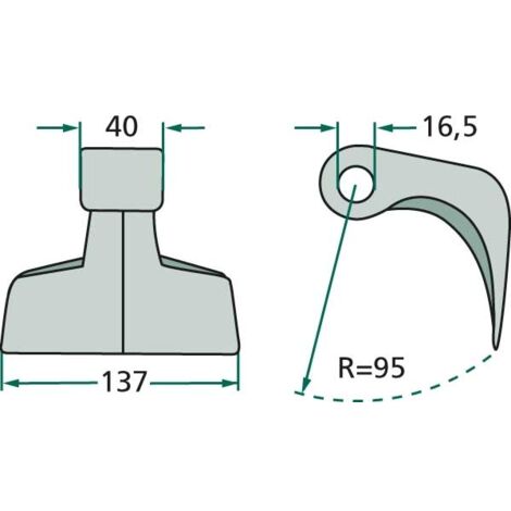 Coltello a flagello Hammer 40x137x16,5 r=95