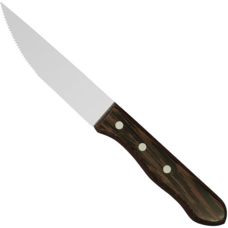 Coltello da bistecca seghettato con manico in acciaio inox, legno di Wenge, lunghezza 125 mm - Hendi 841143