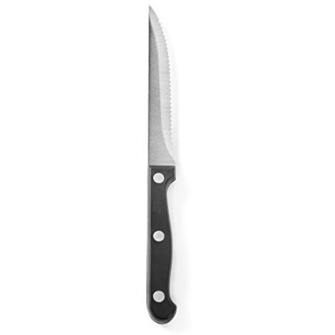 Coltello da bistecca seghettato in acciaio inox, lunghezza 215 mm, set da 6 - Hendi 781449