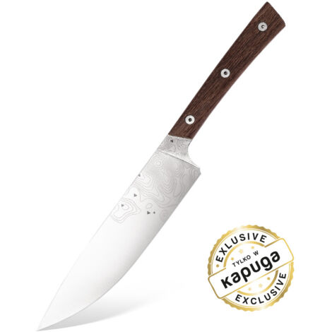 Coltello da cucina BPS Knives Rosemary Umber - Edizione limitata  Acciaio inossidabile 5Cr14MoV, legno di quercia palustre, fodero in pelle nera