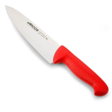 Coltello da cuoco Arcos Colore - Prof. 292122 in acciaio inox Nitrum e mango ergonomico rosso Polipropilene e 20 Lama cm, coperchio espositivo