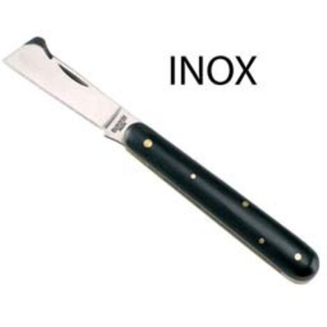 COLTELLO DA INNESTO IN ACCIAIO INOX CON MANICO FINTO CORNO  cm.17  32005    AUSONIA