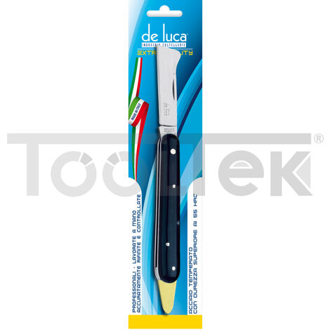 COLTELLO INNESTO ACCIAO INOX LAMA TEMPERATA 6,5cm LAVORATO MANO CODOLO DE LUCA
