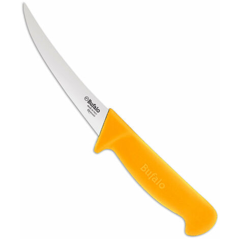 Coltello per Disosso Curvo Lama 13 cm Bufalo S102/13 Manico Giallo