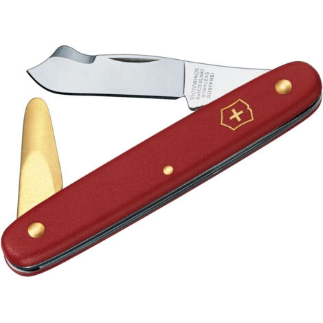 Coltello per innesto Victorinox 3.9140, con lama a punta da 45 mm + distanziale in ottone, rosso, 46 grammi