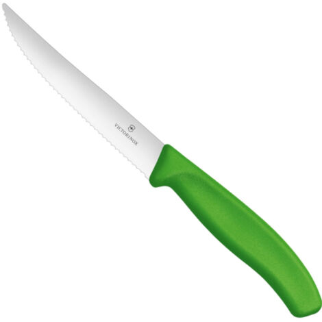 Coltello per pizza seghettato con punta affilata, lunghezza 120/232 mm - verde