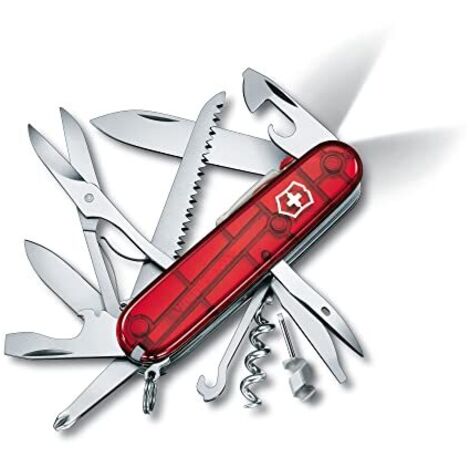 Coltello svizzero Victorinox Huntsman Lite con luce LED sega per legno 21 funzioni 121 grammi rosso trasparente 1.7915.T