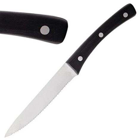 Coltello tavola manico chiodato da carne bistecca set6 per pizza lama seghettata - MISURA: Liscio