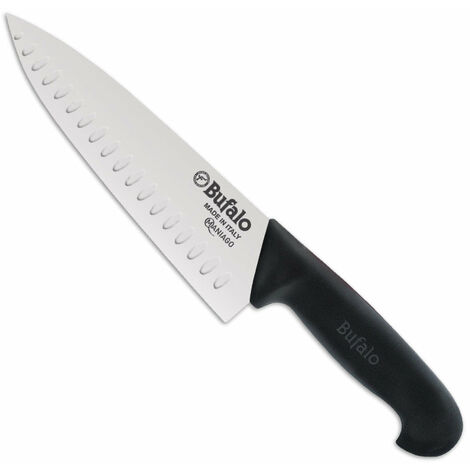 Coltello Trinciante Lama Alveolata 20 cm Bufalo Cuoco S667/20 Manico Nero