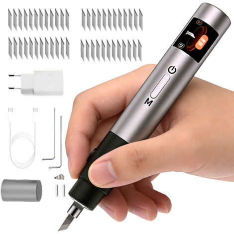 Coltello ultrasonico da 40 kHz: coltello ultrasonico portatile da 30 W con 50 lame di ricambio e luce LED, coltello sonico per legno 3D, resina e plastica