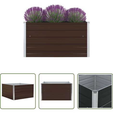 Coltivazione in giardino -  Letto Coltura Rialzato 100x100x45cm in Acciaio Zincato Marrone