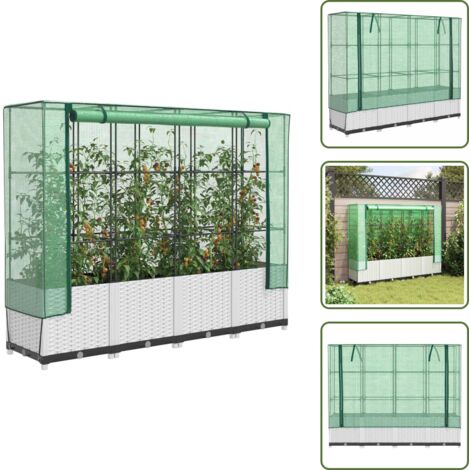 Coltivazione - vidaXL Letto Rialzato con Copertura Serra Effetto Rattan 160x40x138 cm - Piante