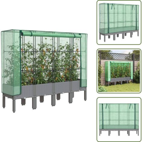 Coltivazione - vidaXL Letto Rialzato con Copertura Serra Effetto Rattan 160x40x140 cm - Piante