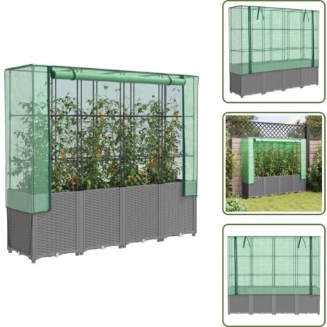 Coltivazione - vidaXL Letto Rialzato con Copertura Serra Effetto Rattan 160x40x153 cm - Piante