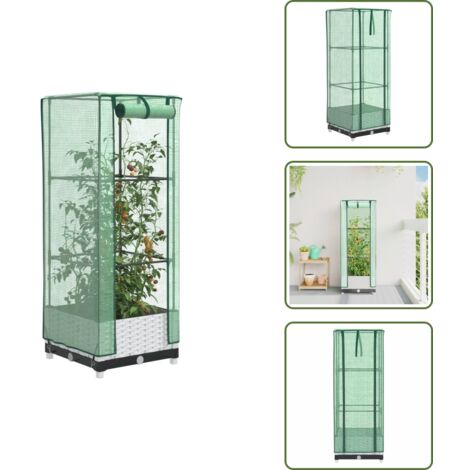 Coltivazione - vidaXL Letto Rialzato con Copertura Serra Effetto Rattan 40x40x123 cm - Protezione piante