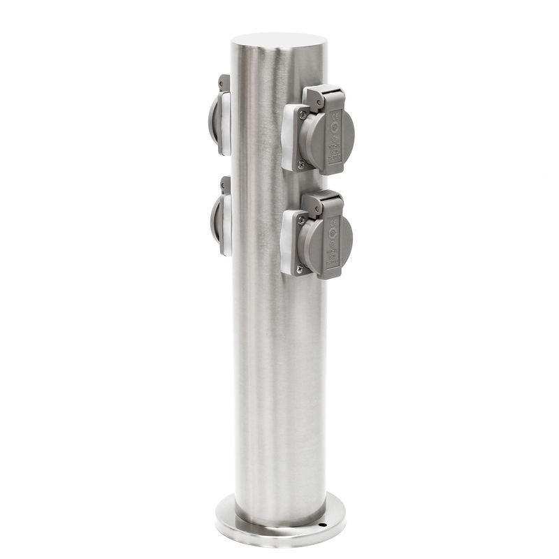 

Columna 4 enchufes exterior de acero inoxidable 230V, toma corriente jardín, grado protección IP44