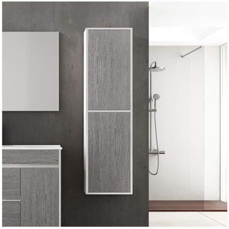 Columna auxiliar de baño 5 colores con dos puertas COMBI: GRIS CENIZA Y BLANCO