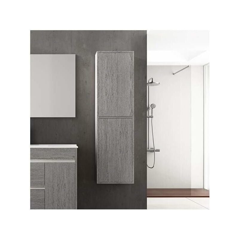 

Columna Auxiliar De Baño Con Dos Puertas Con 5 Estantes Gris Ceniza