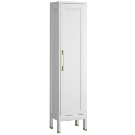 Columna Baño a Suelo 1 Puerta  160 x 35,7 x 32,5cm Blanco Mate Tirador Oro