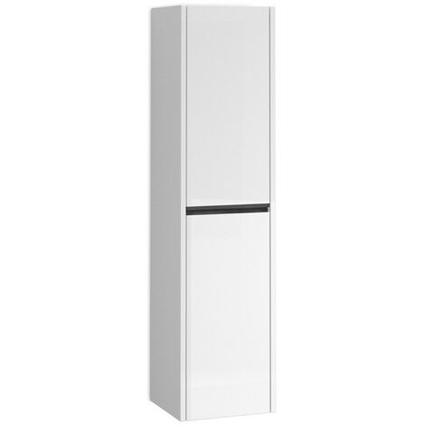 Columna Baño Suspendida 1 Puerta  140 x 34,9 x 32,2cm Blanco Brillo Tirador Negro