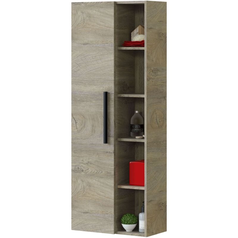 

Columna baño aseo 1 armario y estantes color roble alaska estilo industrial almacenaje 135x51x25 cm