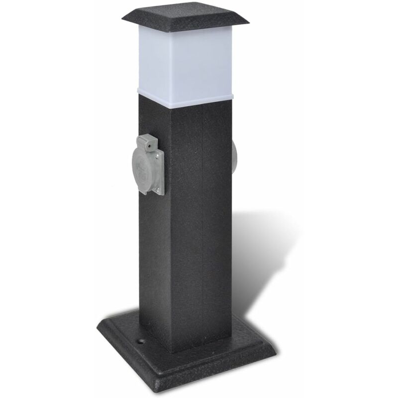 

Columna con enchufes y lampara para el jardin negra