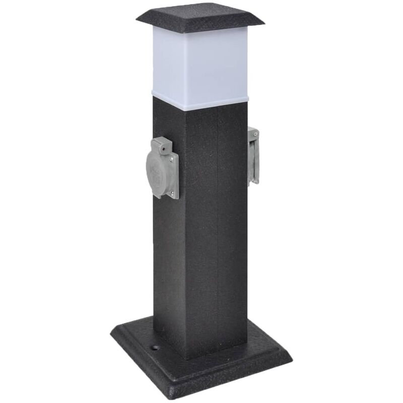 

Columna con enchufes y lámpara para el jardín negra
