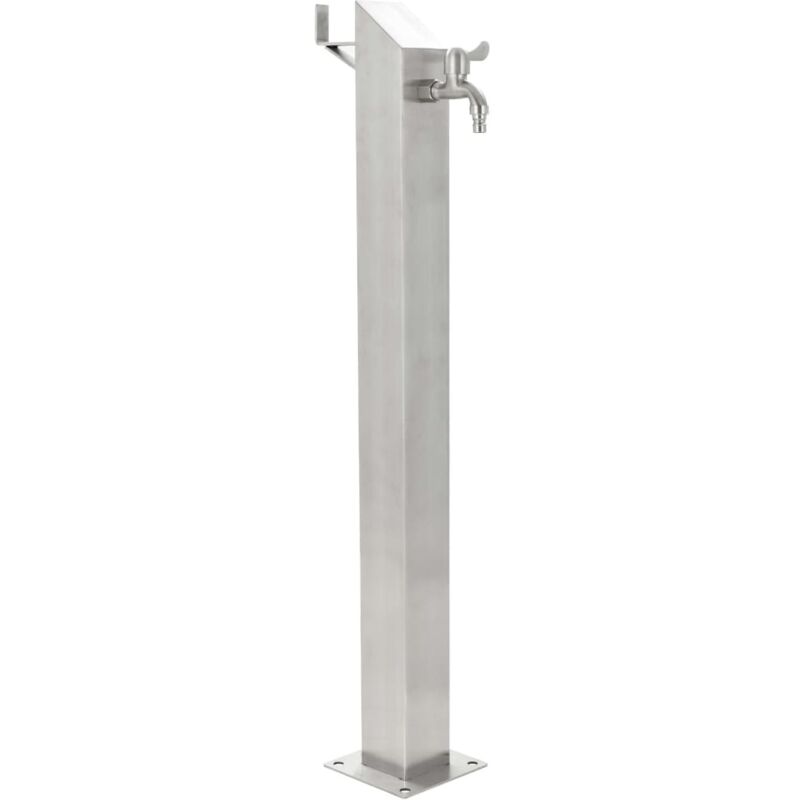 

vidaXL Columna de agua para jardín acero inoxidable cuadrada 95 cm - Plateado