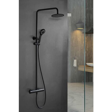 Columna de bañera y ducha termostática Kent negro mate - IMEX