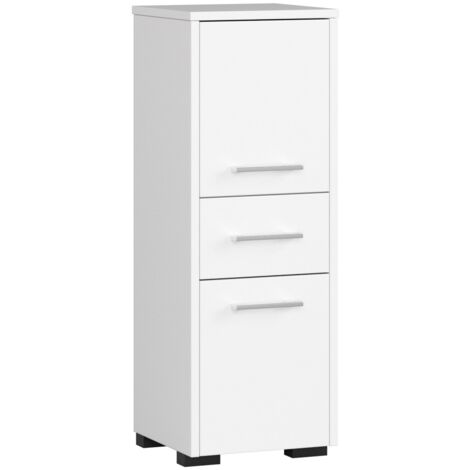 Columna de baño AKORD FIN Blanco 30 cm 2 puertas 1 cajón frente en color Blanco 3 estantes 30x30x85 cm