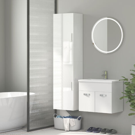 Columna de Baño de Pared con Estantes Ajustables y 2 Puertas Mueble de Baño Moderno 40x30x160 cm Blanco