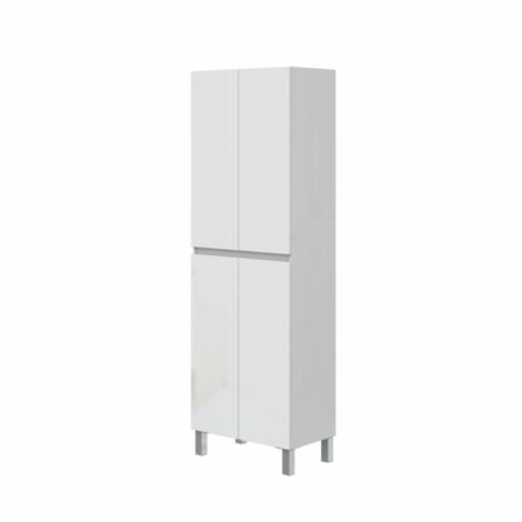 ABITARE Columna de baño de pie 60x35x182 cm blanco brillo con cuatro puertas - Dafne