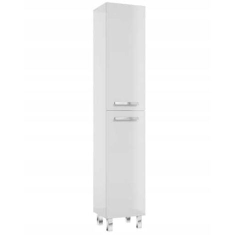 Columna de baño exenta 185x35cm Blanco brillo 4 estantes, cierre suave Bonita