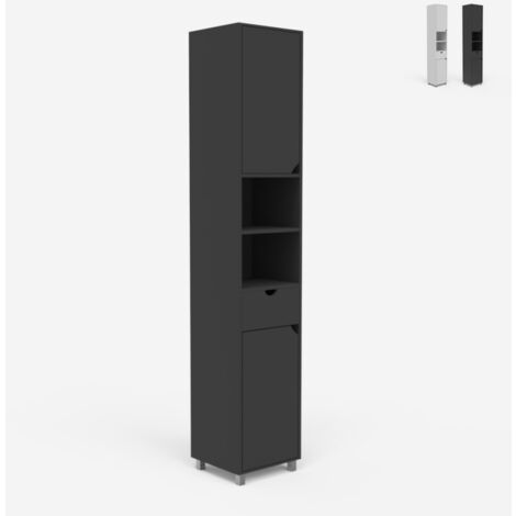 AHD AMAZING HOME DESIGN Columna de baño móvil moderna 2 puertas 1 cajón 2 estantes Konyves Color: Gris