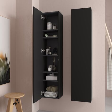 Columna de baño suspendida Bequia Negro Mate 140 x 30 cm